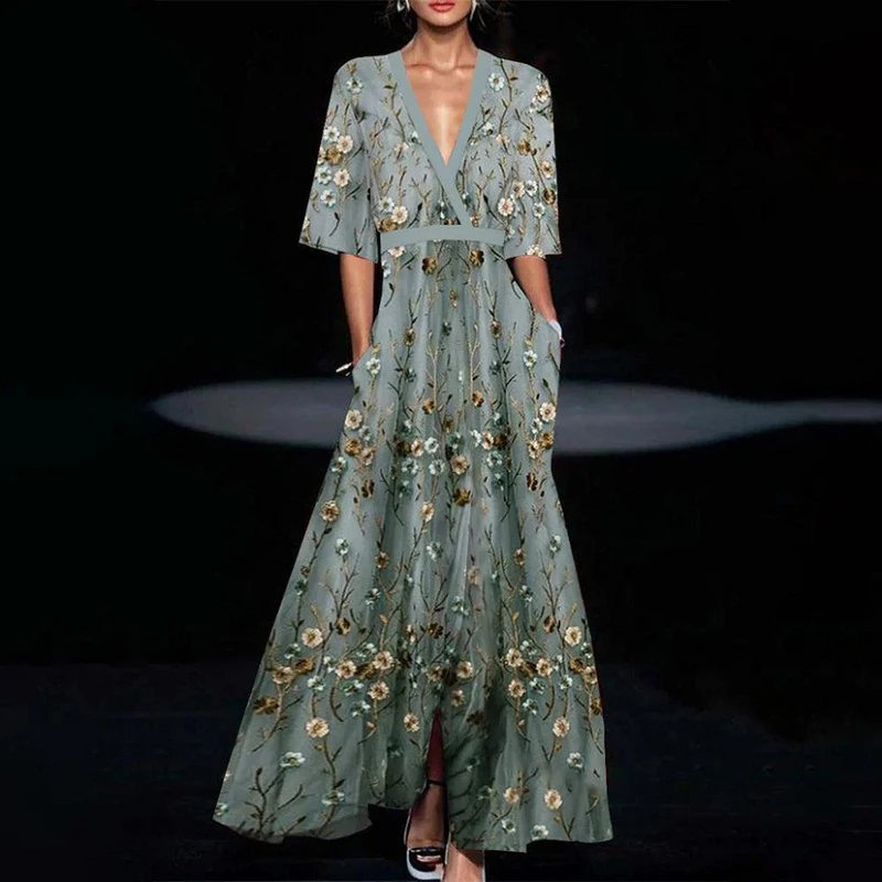 SERENA™ | Elegantes langes Kleid mit Blumenmuster