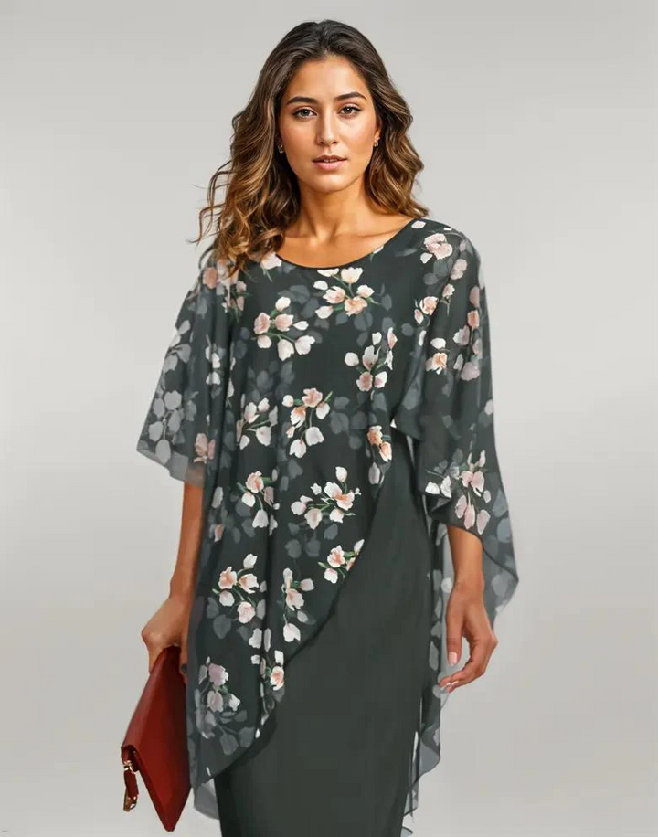 FENJA™ | ELEGANTES KLEID MIT CHIFFONLAGE