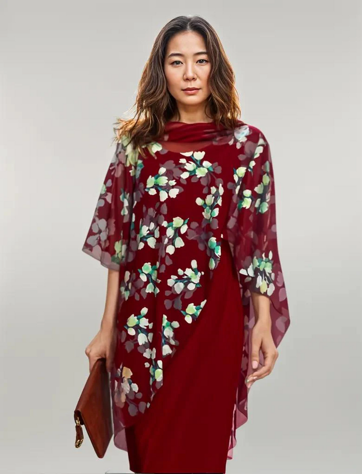 FENJA™ | ELEGANTES KLEID MIT CHIFFONLAGE