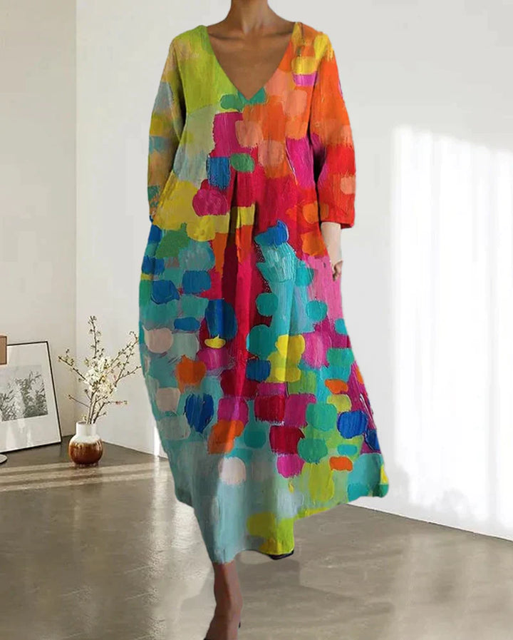 ANASTASIA™ | Buntes Kleid mit V-Ausschnitt