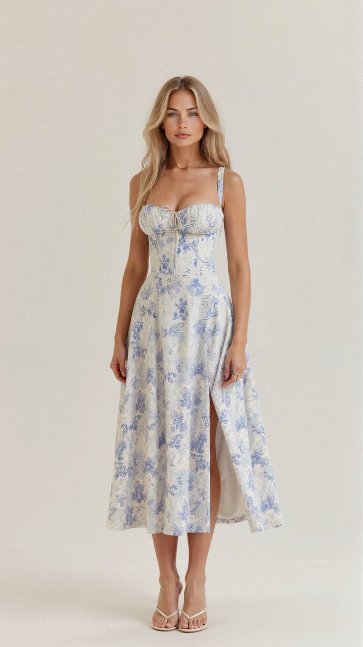 KIANA™ | Blumenkleid mit Corsagenoberteil und Schlitz
