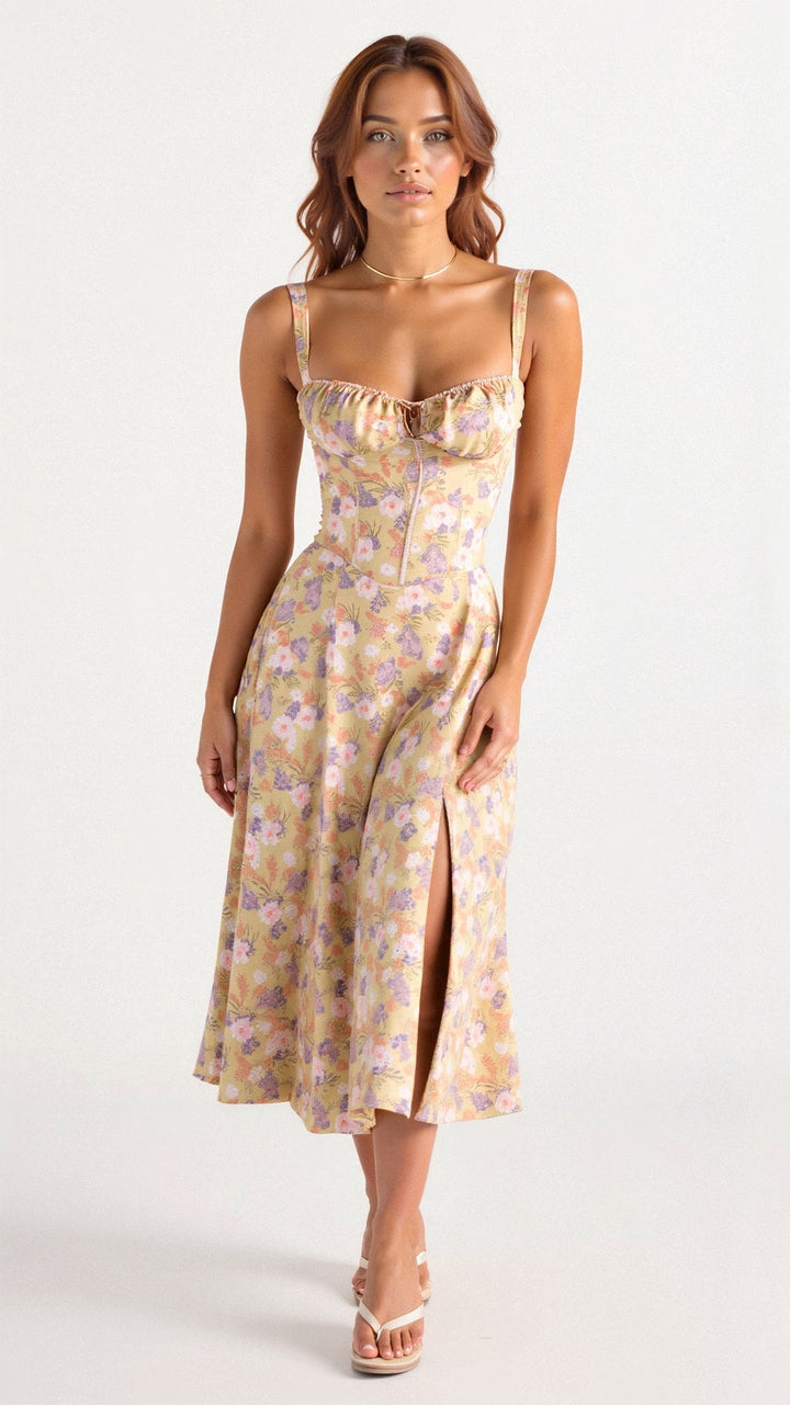 KIANA™ | Blumenkleid mit Corsagenoberteil und Schlitz